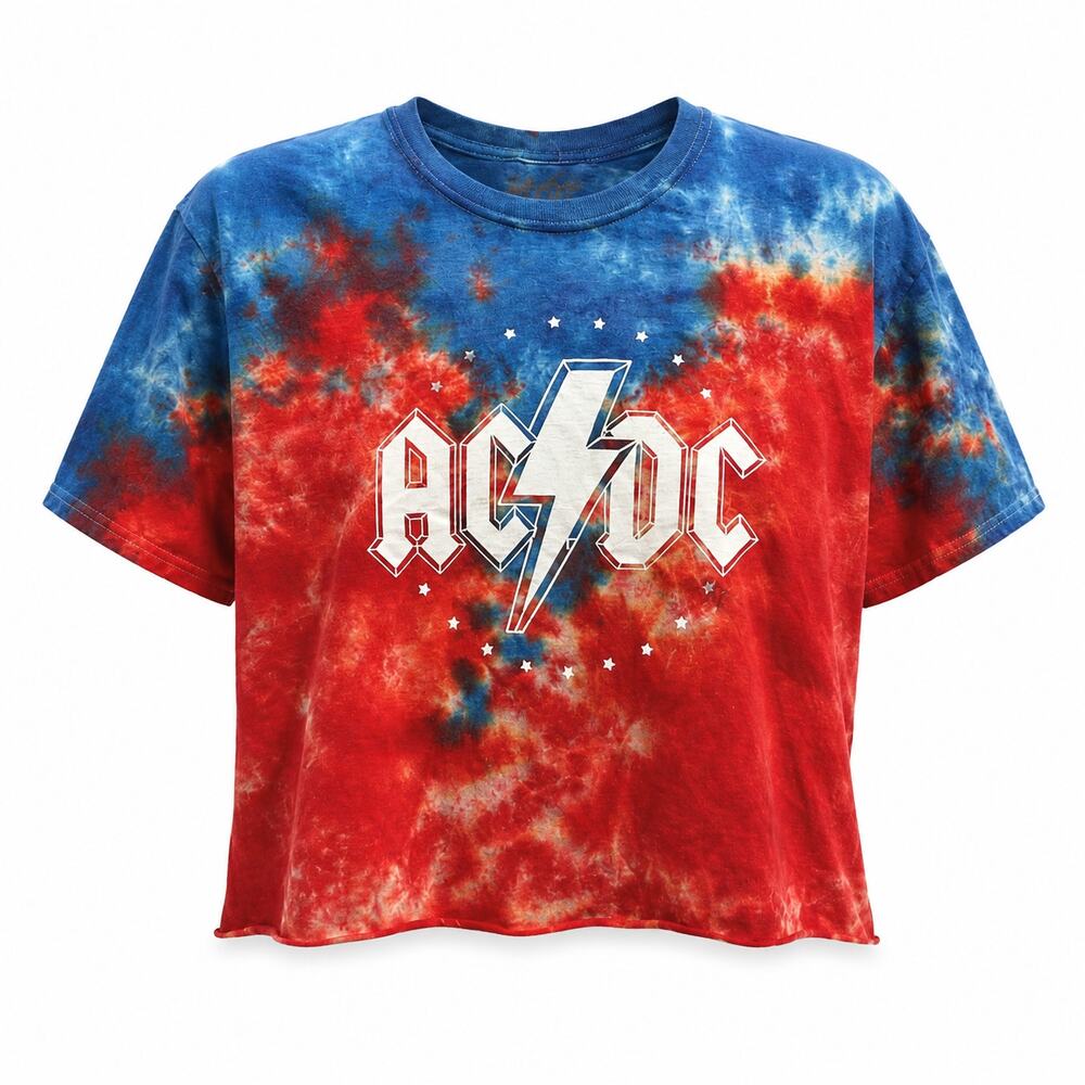 AC/DC Patriotic Tie Dye Crop Tee America 250 Fourth of July Shirt